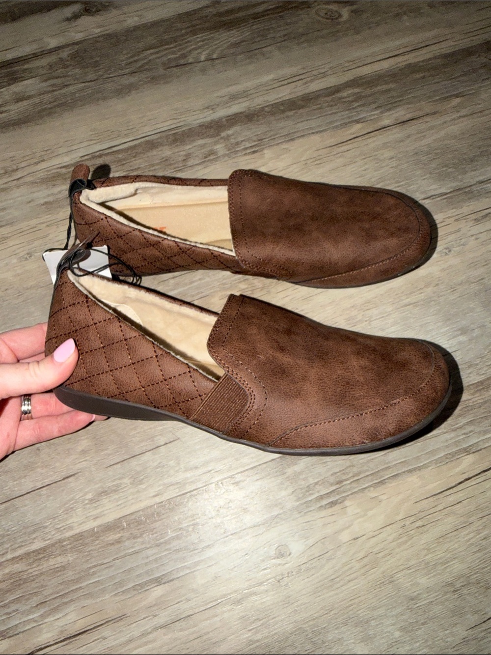 Women's Quilted Slip-On Loafers in Brown